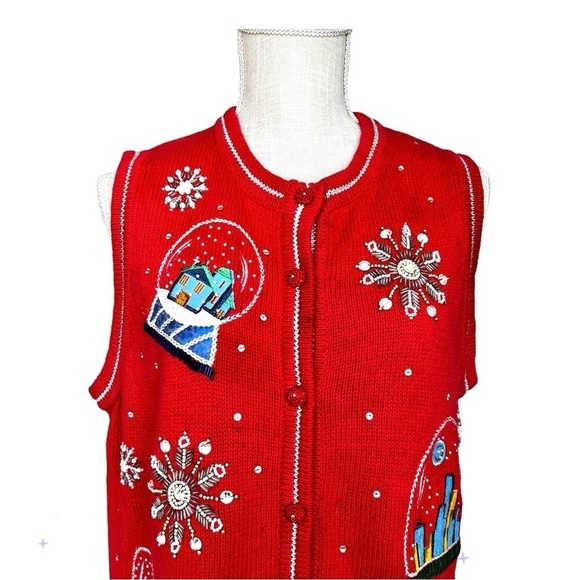 Vintage ALL POINTS Ugly Christmas Sweater Size L - Picture 4 of 9